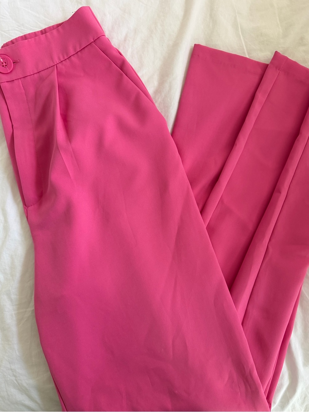 stradivarius Hot Pink High-Waist Tapered Trousers